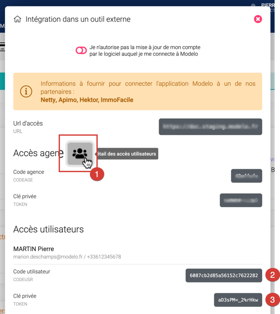 integration outils externes acces utilisateurs