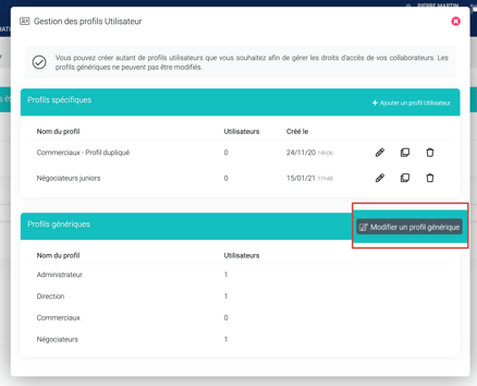 modifier un profil generique